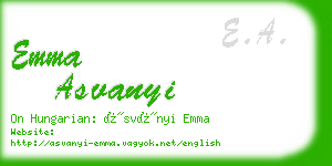 emma asvanyi business card